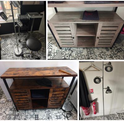 plusieurs photos montrant divers types de meubles dans une pièce