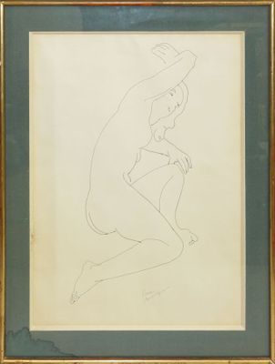 une image représentant le dessin d'une femme assise à genoux