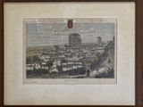 painting of a view of a city with a castle in the background