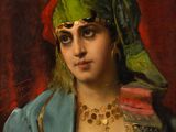 une image représentant un tableau d'une femme portant un foulard vert