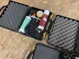 many items in the case on the floor