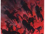 une image d'une peinture représentant un groupe de personnes à cheval