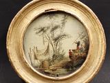 une image représentant une photo d'un tableau où figurent un homme et une femme sur un bateau