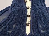 a close up of a blue sweater on a mannequin mannequin