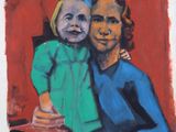 une image d'un tableau représentant une femme tenant un enfant dans ses bras