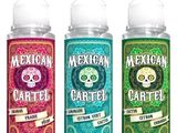 trois flacons de e-liquide à la saveur « Cartel mexicain » sur fond blanc