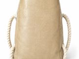 the large beige bag has a rope handle on the front