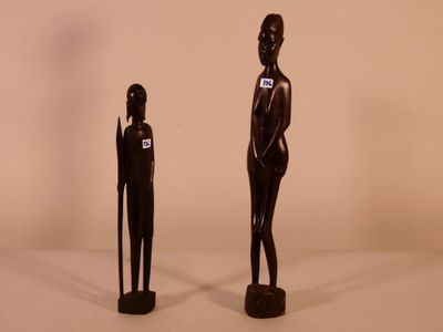 Afrique, XXème siècle. Deux statuettes en bois noirci représ… - Photo 1