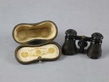 pair of miniature binoculars and a box with a picture on it