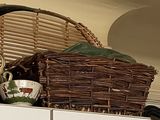 a wicker basket sitting on top of a kitchen counter