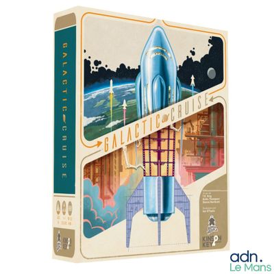 une image représentant un jeu de société avec une fusée au centre