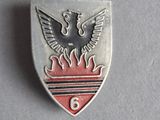 a close up of a metal badge with a bird on it