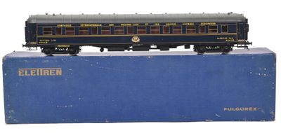 a blue box with a black train car on it