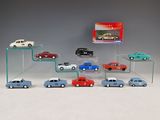 a display case with a lot of cars on it
