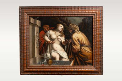 une image représentant un tableau où l'on voit une femme et un homme debout l'un à côté de l'autre