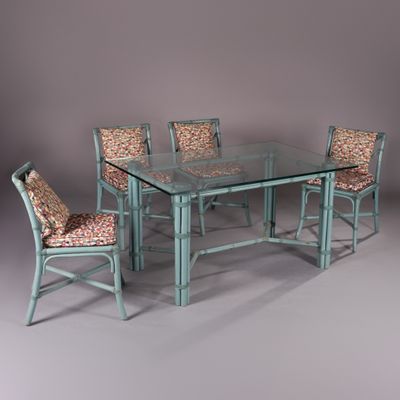 John McGUIRE (1920-2013). Ensemble en bambou laqué gris bleu…