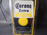 neon sign for a corona extra beer in a plastic package