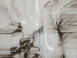 abstract drawing of a woman ' s face with flowing hair