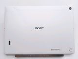 the back of a white laptop computer sitting on top of a white surface