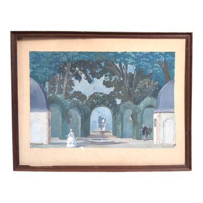 ECOLE FRANCAISE du XXème La rencontre dans un parc