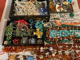 a box full of assorted jewelry on a table