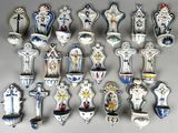 many different types of decorative vases on the table