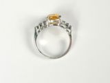 sterling silver ring with citrine and diamonds