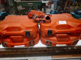 two orange cases sitting on top of a table