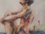 une image représentant un tableau d'une femme nue assise sur un rebord