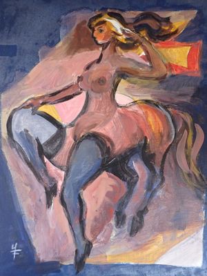 Yves FOURNIER ( 1917 – 2016 ) La femme cheval, SBG, 38x46cm …