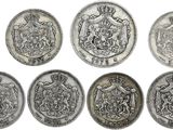 six souverains d'argent britanniques différents datant du règne du roi George II