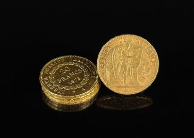 FRANCE - GÉNIE. Réunion de quatre pièces de 20 francs or.