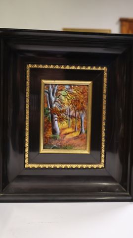 Email de Limoges signé BETOURNÉ « sous-bois » 12 x 9