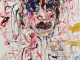 une image représentant un tableau d'un homme dont le visage est peint de nombreuses couleurs