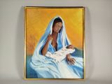 peinture d'une femme tenant un bébé dans ses bras