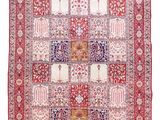un tapis rouge et blanc orné d'un motif en patchwork