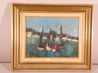 a picture of a painting of boats on the water