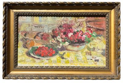 Henry COUDOUR (1879-1955) Nature morte aux fleurs et fruits