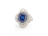 a sapphire and diamond cluster ring