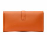 an image of an orange leather wallet on a white background