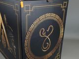 an image of a black box with a gold monogram on it