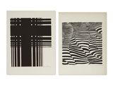 two prints of black and white lines on a white background