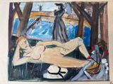 une peinture représentant une femme nue allongée sur un lit