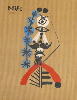 an image of a painting of a woman with a red umbrella