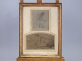 un vieux cadre contenant le dessin d'un homme et d'une femme