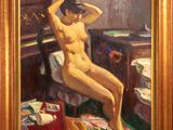 an image of a painting of a nude woman sitting on a chair