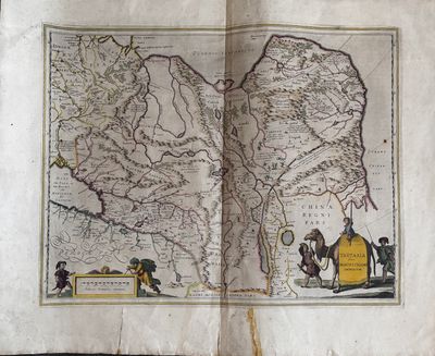 an old map of the kingdom of england in a book with a picture of a man on a horse