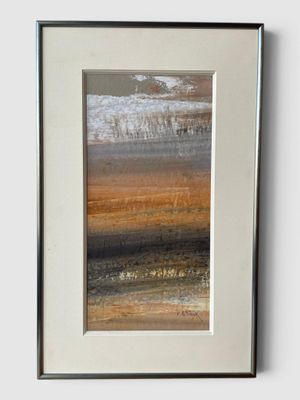 framed art print of a painting of a beach scene with waves
