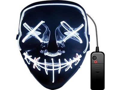 une image représentant un masque lumineux avec une télécommande sur fond blanc