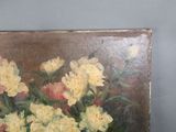 a painting of flowers in a vase on a table
